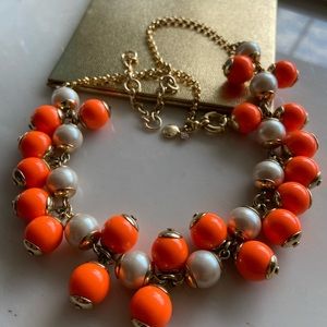❤️JCrew Faux Pearl & Orange Beads Gold Necklace